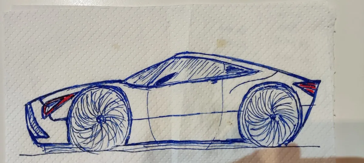 BT01 original hand-drawn vehicle sketch by Sakis Boudouridis