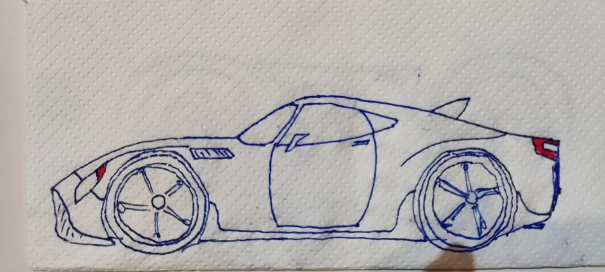 BT02 original hand-drawn vehicle sketch by Sakis Boudouridis