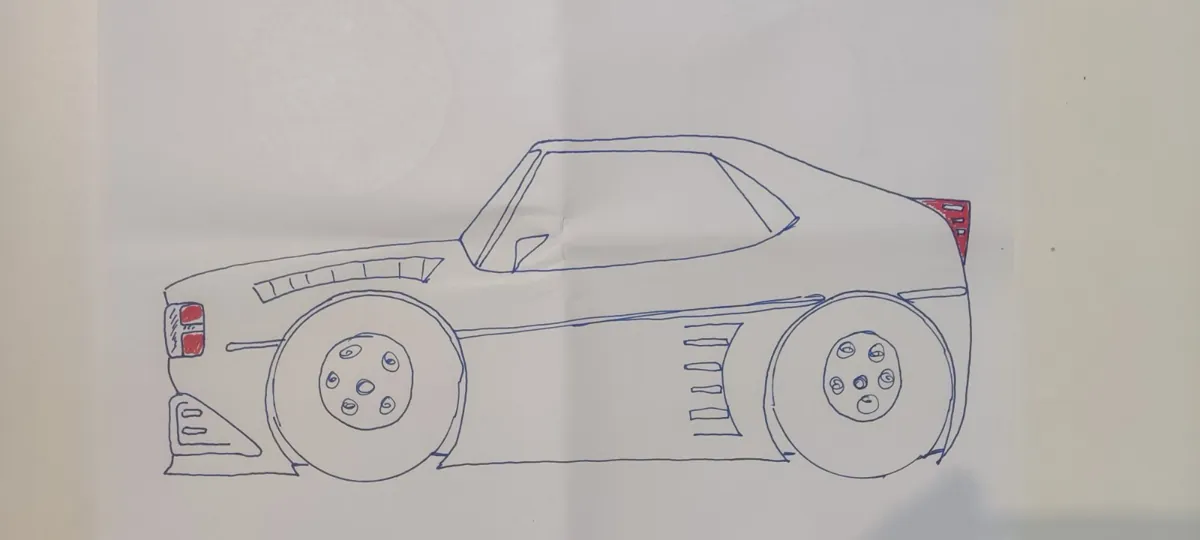 SM01 original hand-drawn vehicle sketch by Sakis Boudouridis