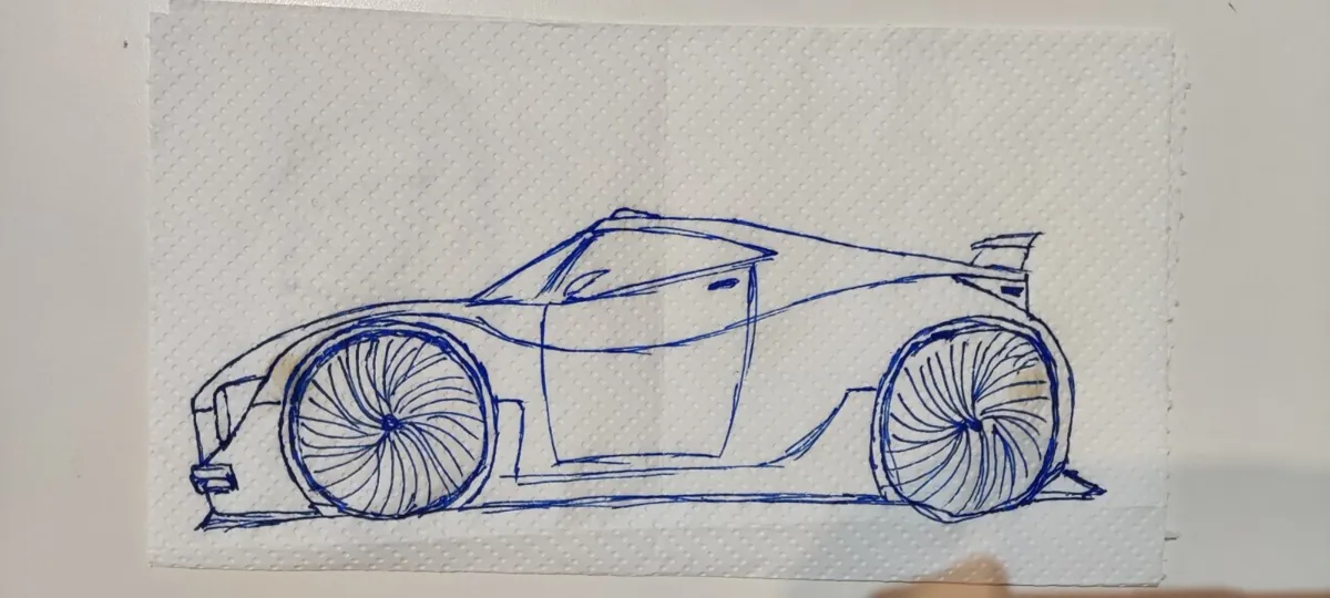RG01 original hand-drawn vehicle sketch by Sakis Boudouridis