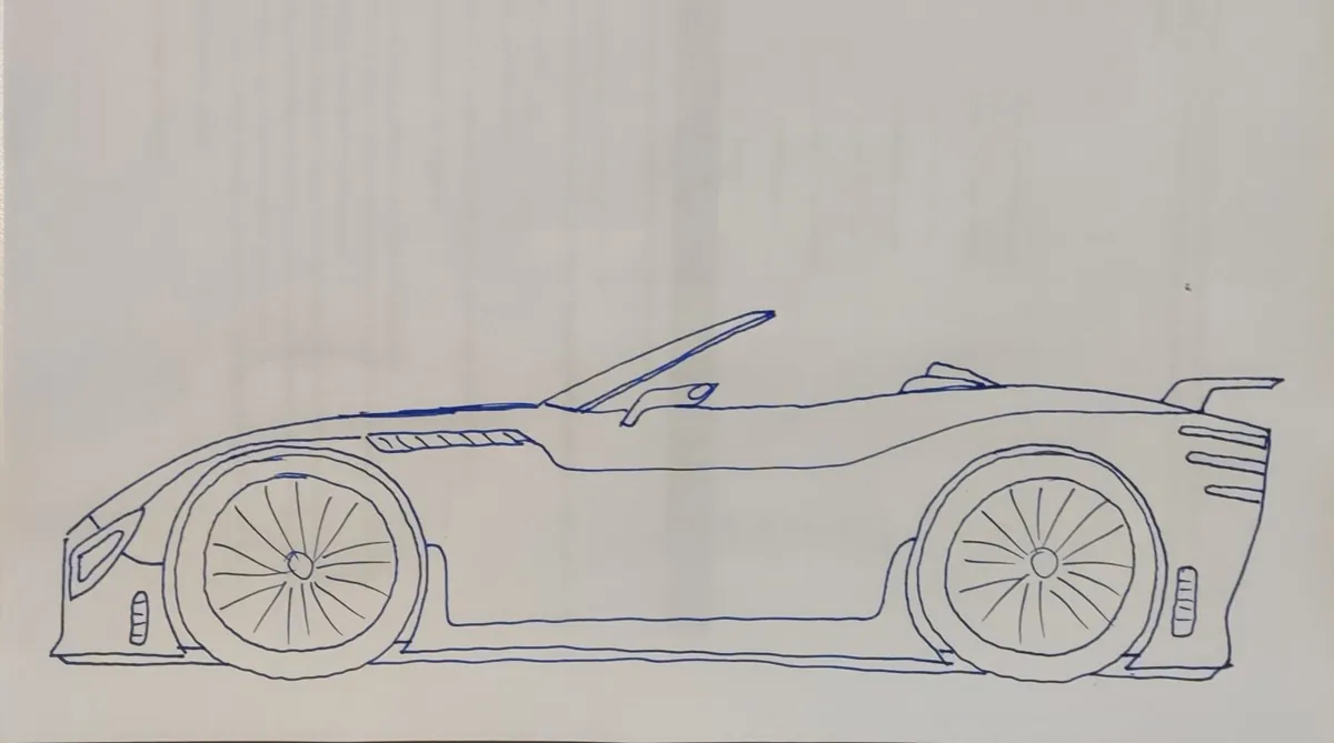 PY01 original hand-drawn vehicle sketch by Sakis Boudouridis